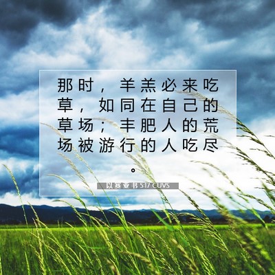 Picture 07 - 以 赛 亚 书 5:17 CUVS - 那 时 ， 羊 羔 必 来 吃 草 ， 如 同 - Bible Verse Picture