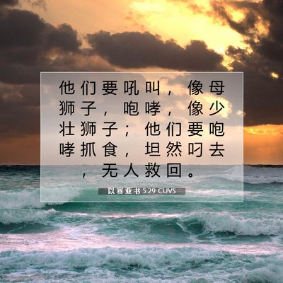 Picture 07 - 以 赛 亚 书 5:29 CUVS - 他 们 要 吼 叫 ， 像 母 狮 子 ， 咆 - Bible Verse Picture