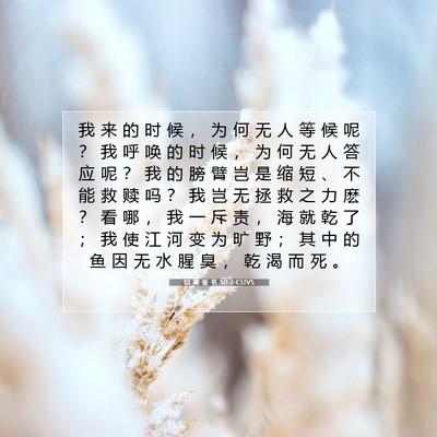 Picture 07 - 以 赛 亚 书 50:2 CUVS - 我 来 的 时 候 ， 为 何 无 人 等 候 - Bible Verse Picture