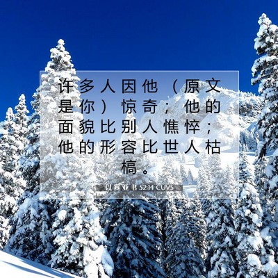 Picture 07 - 以 赛 亚 书 52:14 CUVS - 许 多 人 因 他 （ 原 文 是 你 ） 惊 - Bible Verse Picture