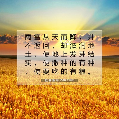 Picture 07 - 以 赛 亚 书 55:10 CUVS - 雨 雪 从 天 而 降 ， 并 不 返 回 ， - Bible Verse Picture