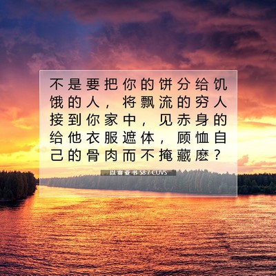 Picture 07 - 以 赛 亚 书 58:7 CUVS - 不 是 要 把 你 的 饼 分 给 饥 饿 的 - Bible Verse Picture
