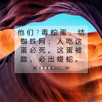 Picture 07 - 以 赛 亚 书 59:5 CUVS - 他 们 ? 毒 蛇 蛋 ， 结 蜘 蛛 网 ； 人 - Bible Verse Picture