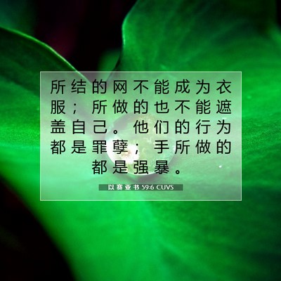 Picture 07 - 以 赛 亚 书 59:6 CUVS - 所 结 的 网 不 能 成 为 衣 服 ； 所 - Bible Verse Picture