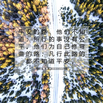 Picture 07 - 以 赛 亚 书 59:8 CUVS - 平 安 的 路 ， 他 们 不 知 道 ； 所 - Bible Verse Picture