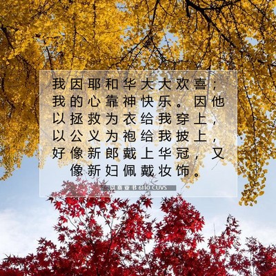 Picture 07 - 以 赛 亚 书 61:10 CUVS - 我 因 耶 和 华 大 大 欢 喜 ； 我 的 - Bible Verse Picture