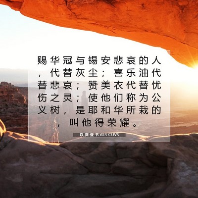 Picture 07 - 以 赛 亚 书 61:3 CUVS - 赐 华 冠 与 锡 安 悲 哀 的 人 ， 代 - Bible Verse Picture