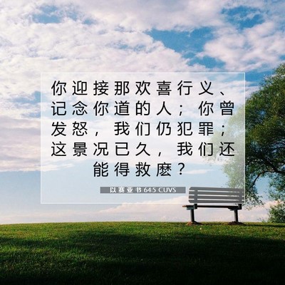 Picture 07 - 以 赛 亚 书 64:5 CUVS - 你 迎 接 那 欢 喜 行 义 、 记 念 你 - Bible Verse Picture