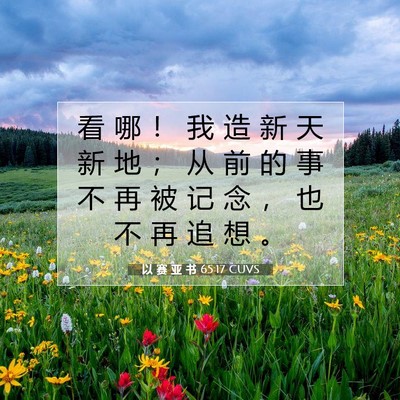 Picture 07 - 以 赛 亚 书 65:17 CUVS - 看 哪 ！ 我 造 新 天 新 地 ； 从 前 - Bible Verse Picture