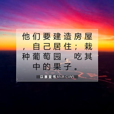 Picture 07 - 以 赛 亚 书 65:21 CUVS - 他 们 要 建 造 房 屋 ， 自 己 居 住 - Bible Verse Picture