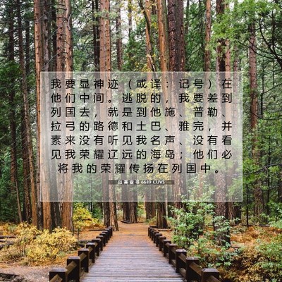 Picture 07 - 以 赛 亚 书 66:19 CUVS - 我 要 显 神 迹 （ 或 译 ： 记 号 ） - Bible Verse Picture