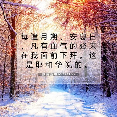 Picture 07 - 以 赛 亚 书 66:23 CUVS - 每 逢 月 朔 、 安 息 日 ， 凡 有 血 - Bible Verse Picture