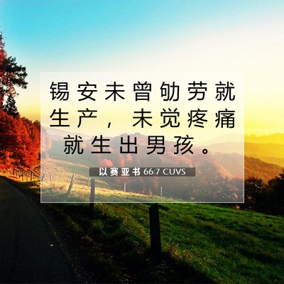 Picture 07 - 以 赛 亚 书 66:7 CUVS - 锡 安 未 曾 劬 劳 就 生 产 ， 未 觉 - Bible Verse Picture