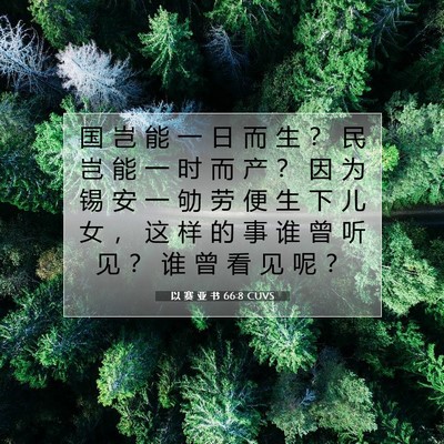 Picture 07 - 以 赛 亚 书 66:8 CUVS - 国 岂 能 一 日 而 生 ？ 民 岂 能 一 - Bible Verse Picture