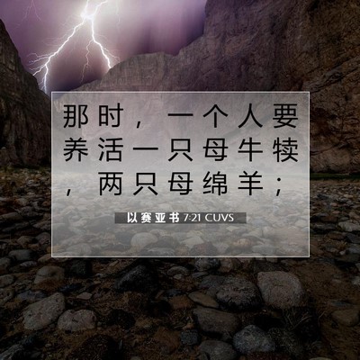 Picture 07 - 以 赛 亚 书 7:21 CUVS - 那 时 ， 一 个 人 要 养 活 一 只 母 - Bible Verse Picture