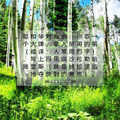 Picture 07 - 以 赛 亚 书 8:1 CUVS - 耶 和 华 对 我 说 ： 你 取 一 个 大 - Bible Verse Picture