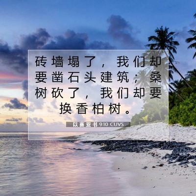 Picture 07 - 以 赛 亚 书 9:10 CUVS - 砖 墙 塌 了 ， 我 们 却 要 凿 石 头 - Bible Verse Picture