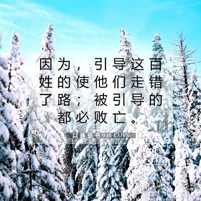 Picture 07 - 以 赛 亚 书 9:16 CUVS - 因 为 ， 引 导 这 百 姓 的 使 他 们 - Bible Verse Picture