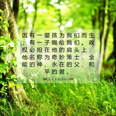 Picture 07 - 以 赛 亚 书 9:6 CUVS - 因 有 一 婴 孩 为 我 们 而 生 ； 有 - Bible Verse Picture