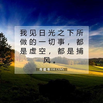 Picture 07 - 传 道 书 1:14 CUVS - 我 见 日 光 之 下 所 做 的 一 切 事 - Bible Verse Picture