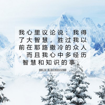 Picture 07 - 传 道 书 1:16 CUVS - 我 心 里 议 论 说 ： 我 得 了 大 智 - Bible Verse Picture