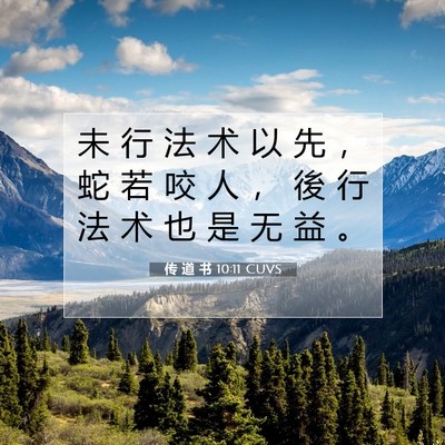 Picture 07 - 传 道 书 10:11 CUVS - 未 行 法 术 以 先 ， 蛇 若 咬 人 ， - Bible Verse Picture