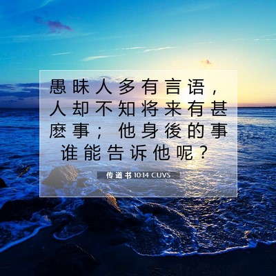 Picture 07 - 传 道 书 10:14 CUVS - 愚 昧 人 多 有 言 语 ， 人 却 不 知 - Bible Verse Picture