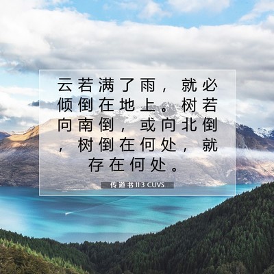 Picture 07 - 传 道 书 11:3 CUVS - 云 若 满 了 雨 ， 就 必 倾 倒 在 地 - Bible Verse Picture