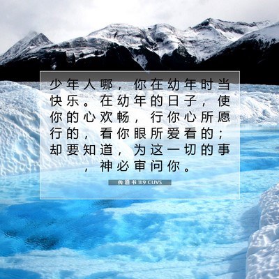 Picture 07 - 传 道 书 11:9 CUVS - 少 年 人 哪 ， 你 在 幼 年 时 当 快 - Bible Verse Picture
