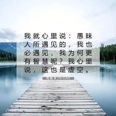 Picture 07 - 传 道 书 2:15 CUVS - 我 就 心 里 说 ： 愚 昧 人 所 遇 见 - Bible Verse Picture