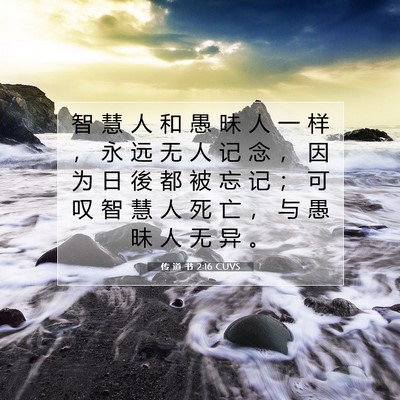 Picture 07 - 传 道 书 2:16 CUVS - 智 慧 人 和 愚 昧 人 一 样 ， 永 远 - Bible Verse Picture