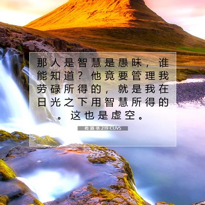 Picture 07 - 传 道 书 2:19 CUVS - 那 人 是 智 慧 是 愚 昧 ， 谁 能 知 - Bible Verse Picture