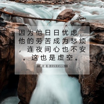 Picture 07 - 传 道 书 2:23 CUVS - 因 为 他 日 日 忧 虑 ， 他 的 劳 苦 - Bible Verse Picture