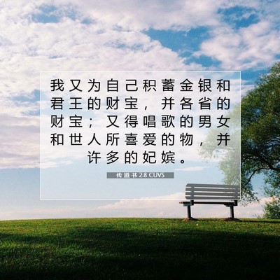 Picture 07 - 传 道 书 2:8 CUVS - 我 又 为 自 己 积 蓄 金 银 和 君 王 - Bible Verse Picture