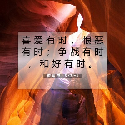 Picture 07 - 传 道 书 3:8 CUVS - 喜 爱 有 时 ， 恨 恶 有 时 ； 争 战 - Bible Verse Picture