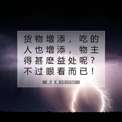 Picture 07 - 传 道 书 5:11 CUVS - 货 物 增 添 ， 吃 的 人 也 增 添 ， - Bible Verse Picture