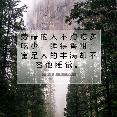 Picture 07 - 传 道 书 5:12 CUVS - 劳 碌 的 人 不 拘 吃 多 吃 少 ， 睡 - Bible Verse Picture