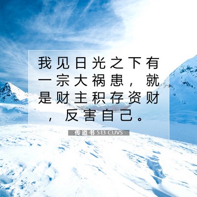 Picture 07 - 传 道 书 5:13 CUVS - 我 见 日 光 之 下 有 一 宗 大 祸 患 - Bible Verse Picture
