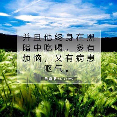 Picture 07 - 传 道 书 5:17 CUVS - 并 且 他 终 身 在 黑 暗 中 吃 喝 ， - Bible Verse Picture