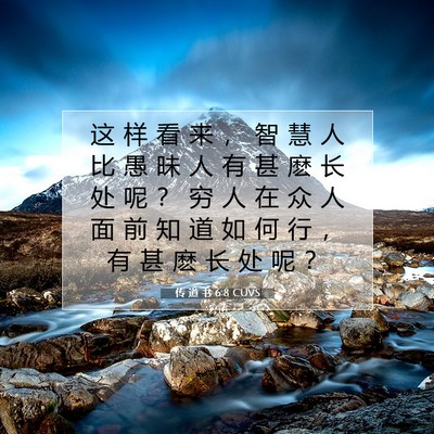 Picture 07 - 传 道 书 6:8 CUVS - 这 样 看 来 ， 智 慧 人 比 愚 昧 人 - Bible Verse Picture