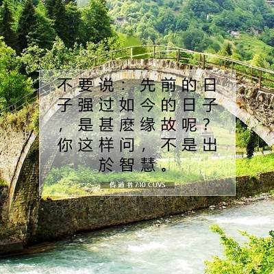 Picture 07 - 传 道 书 7:10 CUVS - 不 要 说 ： 先 前 的 日 子 强 过 如 - Bible Verse Picture