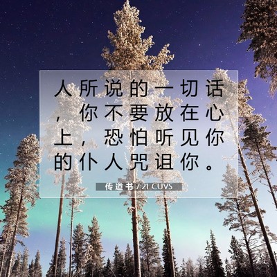 Picture 07 - 传 道 书 7:21 CUVS - 人 所 说 的 一 切 话 ， 你 不 要 放 - Bible Verse Picture