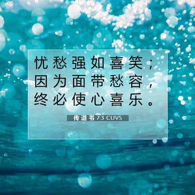 Picture 07 - 传 道 书 7:3 CUVS - 忧 愁 强 如 喜 笑 ； 因 为 面 带 愁 - Bible Verse Picture
