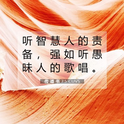 Picture 07 - 传 道 书 7:5 CUVS - 听 智 慧 人 的 责 备 ， 强 如 听 愚 - Bible Verse Picture