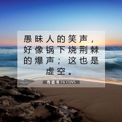 Picture 07 - 传 道 书 7:6 CUVS - 愚 昧 人 的 笑 声 ， 好 像 锅 下 烧 - Bible Verse Picture
