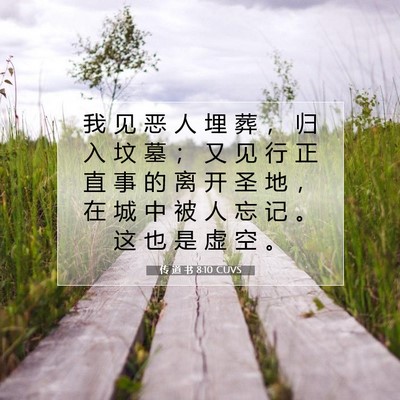 Picture 07 - 传 道 书 8:10 CUVS - 我 见 恶 人 埋 葬 ， 归 入 坟 墓 ； - Bible Verse Picture