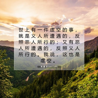 Picture 07 - 传 道 书 8:14 CUVS - 世 上 有 一 件 虚 空 的 事 ， 就 是 - Bible Verse Picture