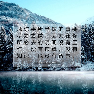 Picture 07 - 传 道 书 9:10 CUVS - 凡 你 手 所 当 做 的 事 要 尽 力 去 - Bible Verse Picture