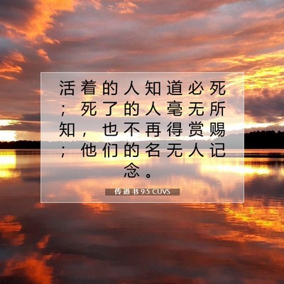 Picture 07 - 传 道 书 9:5 CUVS - 活 着 的 人 知 道 必 死 ； 死 了 的 - Bible Verse Picture