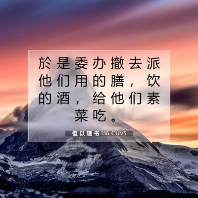 Picture 07 - 但 以 理 书 1:16 CUVS - 於 是 委 办 撤 去 派 他 们 用 的 膳 - Bible Verse Picture